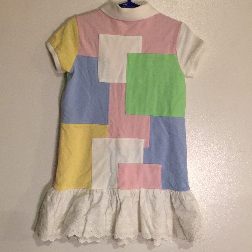Ralph Lauren Polo Patch work Dress Size 5 NEW Light Colors Eyelet Lace hem Cute - Picture 8 of 8